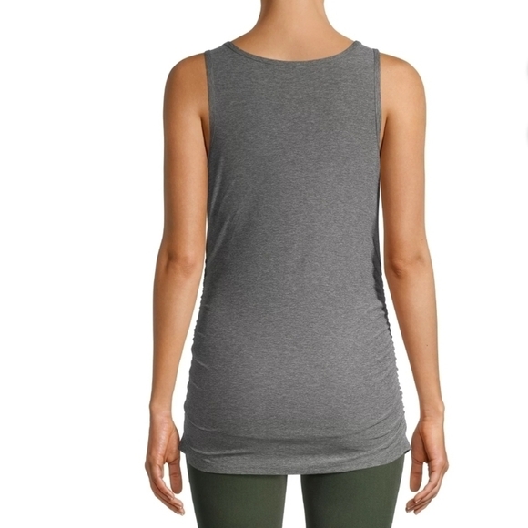 Time and Tru Gray Ruched Side Sleeveless Maternity Basic T-Shirt Tank Top Sz XL - Picture 2 of 7